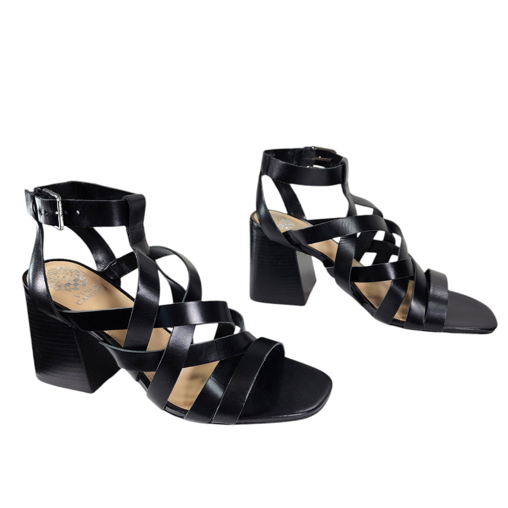 Vince Camuto Black Strappy Block Heel Sandals
